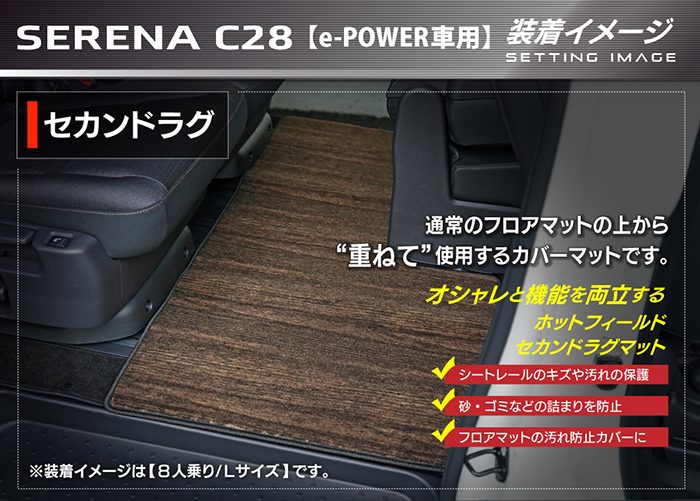 日産 新型 セレナ C28系 e-POWER セカンドラグマット ◆千鳥格子柄 HOTFIELD