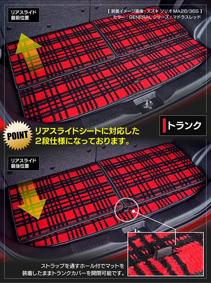 スズキ 新型 スペーシア スペーシアギア MK94S MK54S フロアマット＋ステップマット＋トランクマット ラゲッジマット ◆ジェネラル HOTFIELD