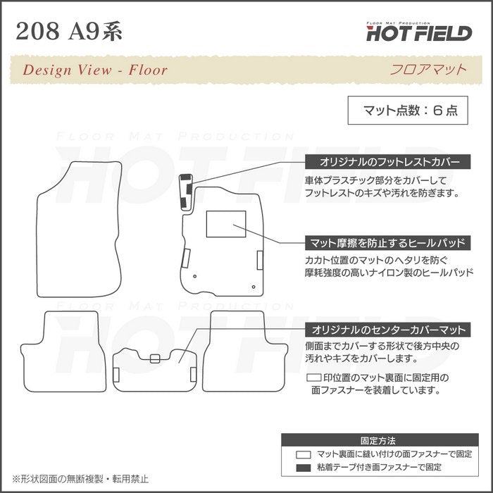 PEUGEOT プジョー 208 A9系 (5ドア) フロアマット ◆千鳥格子柄 HOTFIELD