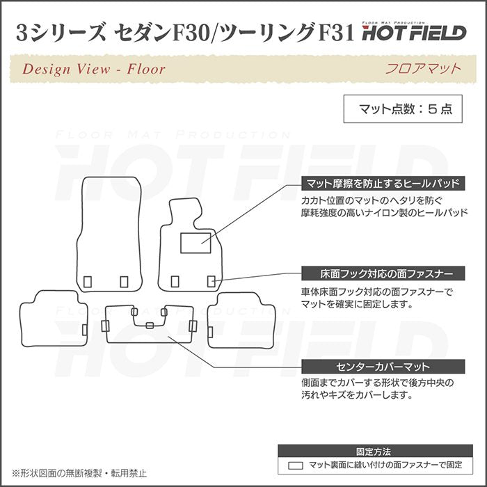 BMW 3シリーズ (F30/F31) フロアマット ◆ウッド調カーペット 木目 HOTFIELD