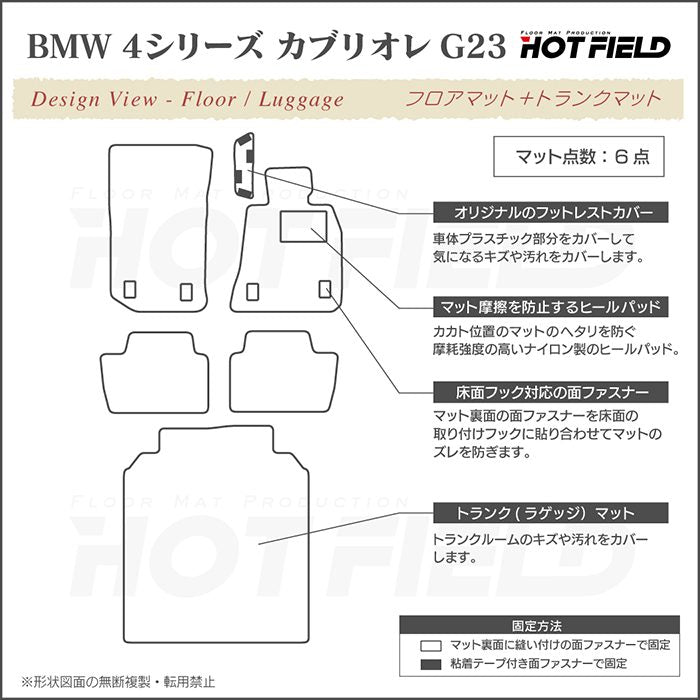 BMW 4シリーズ カブリオレ G23 フロアマット+トランクマット ラゲッジマット ◆カジュアルチェック HOTFIELD