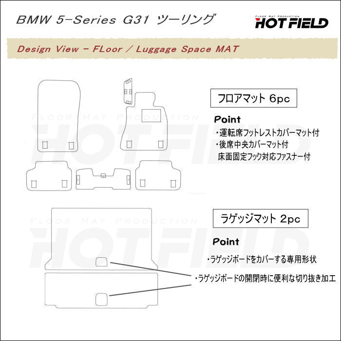 BMW 5シリーズ G31 ツーリング フロアマット+トランクマット ラゲッジマット ◆ジェネラル HOTFIELD