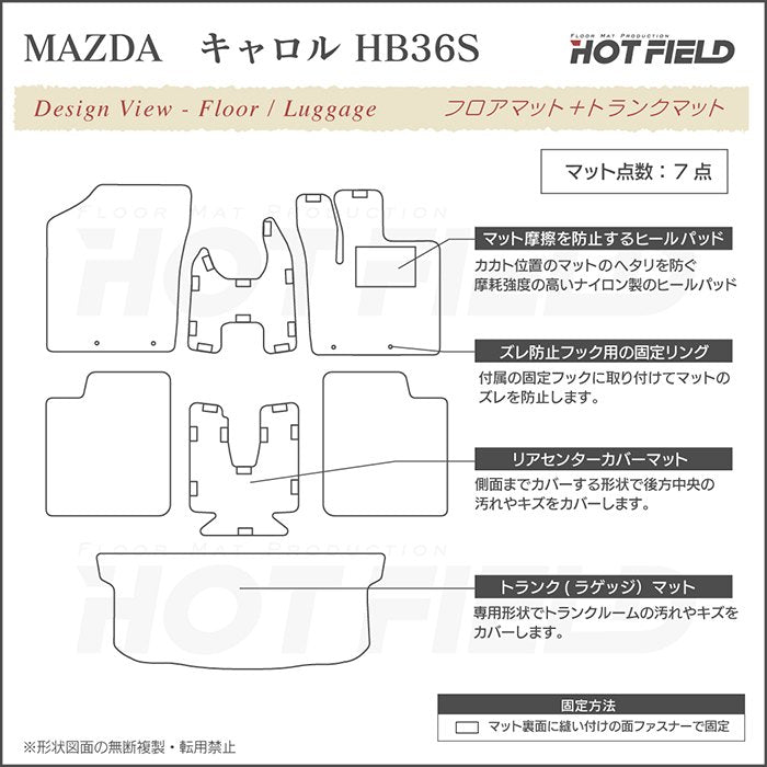 マツダ キャロル HB36S フロアマット+トランクマット ラゲッジマット ◆千鳥格子柄 HOTFIELD