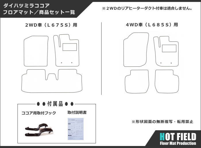 ダイハツ ミラココア フロアマット ◆千鳥格子柄 HOTFIELD