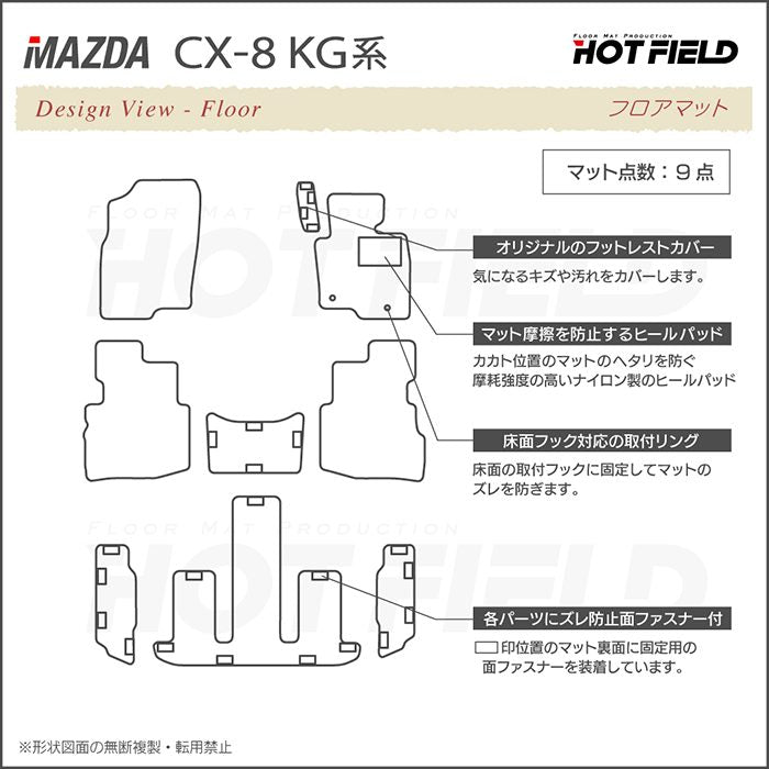 マツダ 新型 CX-8 KG系 2022年12月～モデルにも対応 フロアマット+トランクマット ラゲッジマット ◆千鳥格子柄 HOTFIELD