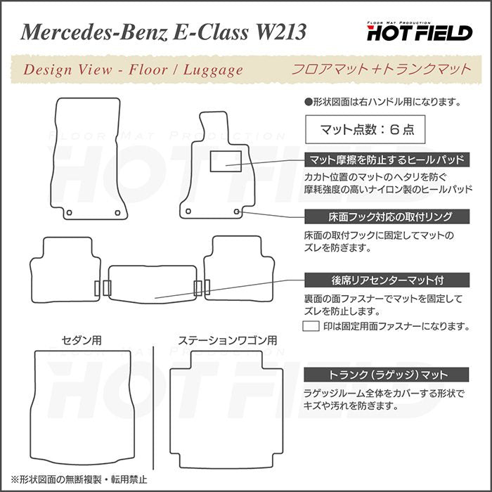 ベンツ Eクラス (W213) フロアマット+トランクマット ラゲッジマット ◆千鳥格子柄 HOTFIELD