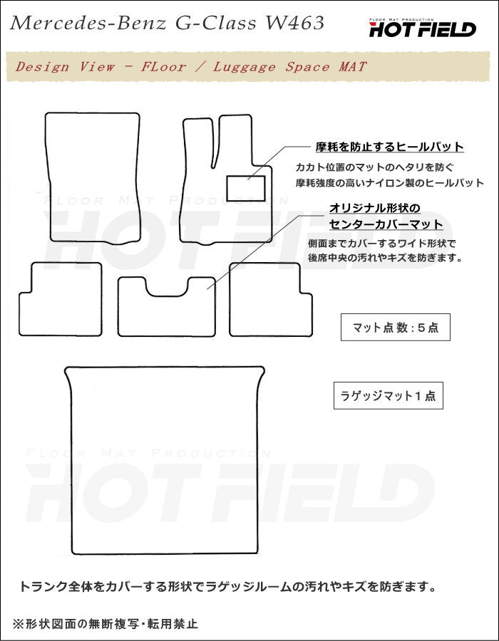 ベンツ Gクラス 旧型 (W463) フロアマット+トランクマット ラゲッジマット ◆千鳥格子柄 HOTFIELD