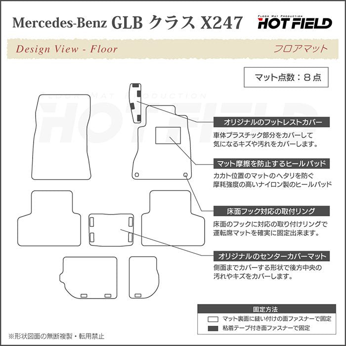 ベンツ 新型 GLBクラス X247 フロアマット＋トランクマット ラゲッジマット ◆カジュアルチェック HOTFIELD