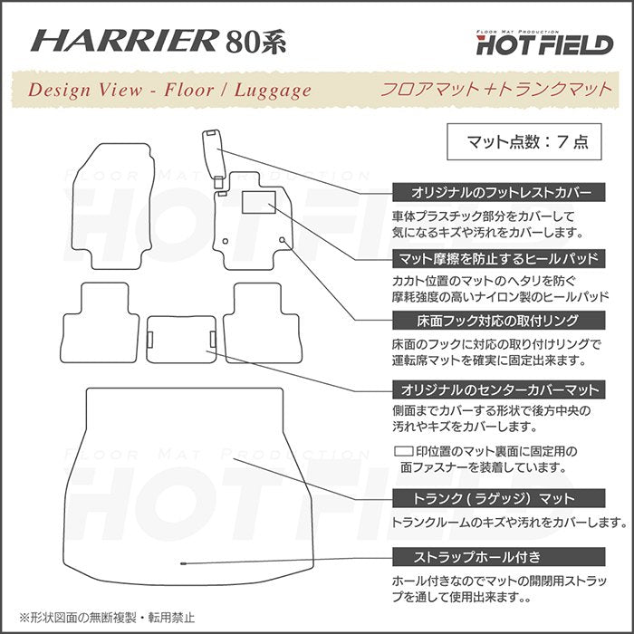 トヨタ 新型 ハリアー 80系 フロアマット+トランクマット ラゲッジマット ◆重厚Profound HOTFIELD