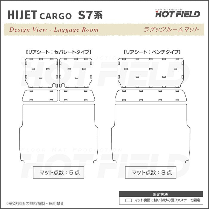 ダイハツ ハイゼットカーゴ S7系 ラゲッジルームマット カーボンファイバー調 リアルラバー 送料無料 HOTFIELD