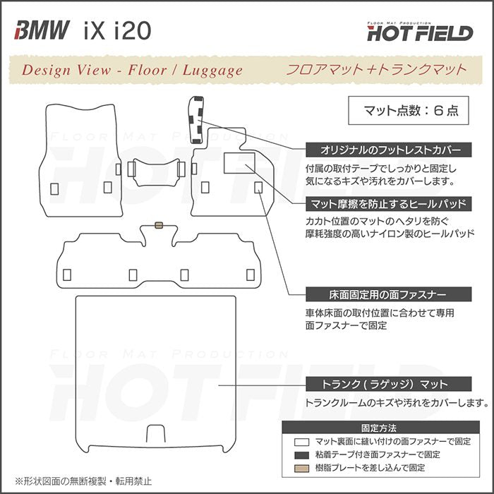 BMW 新型 iX (i20) フロアマット＋トランクマット ラゲッジマット ◆千鳥格子柄 HOTFIELD