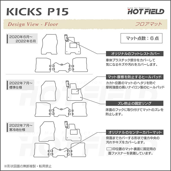 日産 新型 キックス KICKS P15 フロアマット ◆千鳥格子柄 HOTFIELD