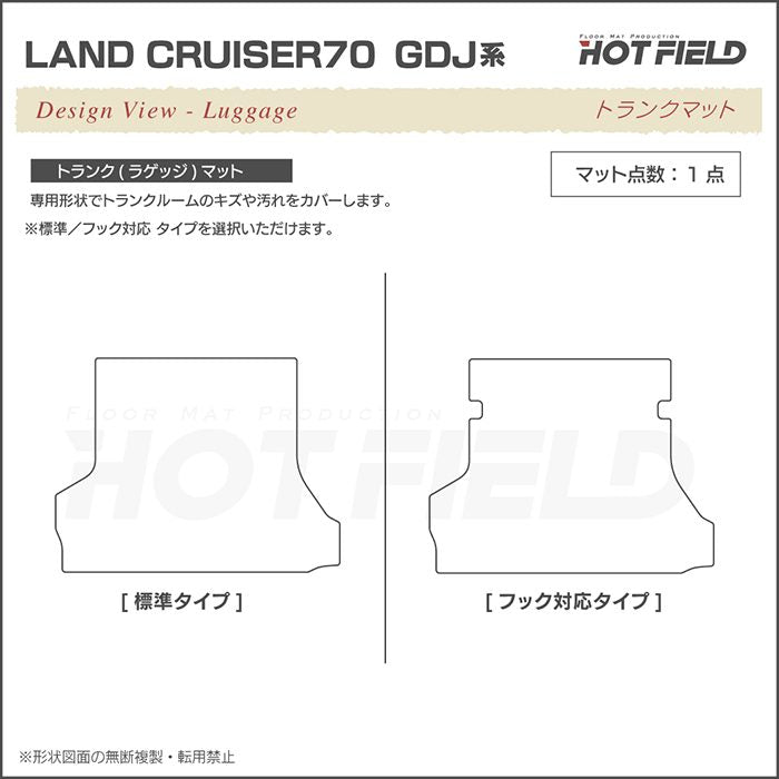 トヨタ 新型 ランドクルーザー 70系 2023年11月～ フロアマット＋トランクマット ラゲッジマット ◆カーボンファイバー調 リアルラバー HOTFIELD