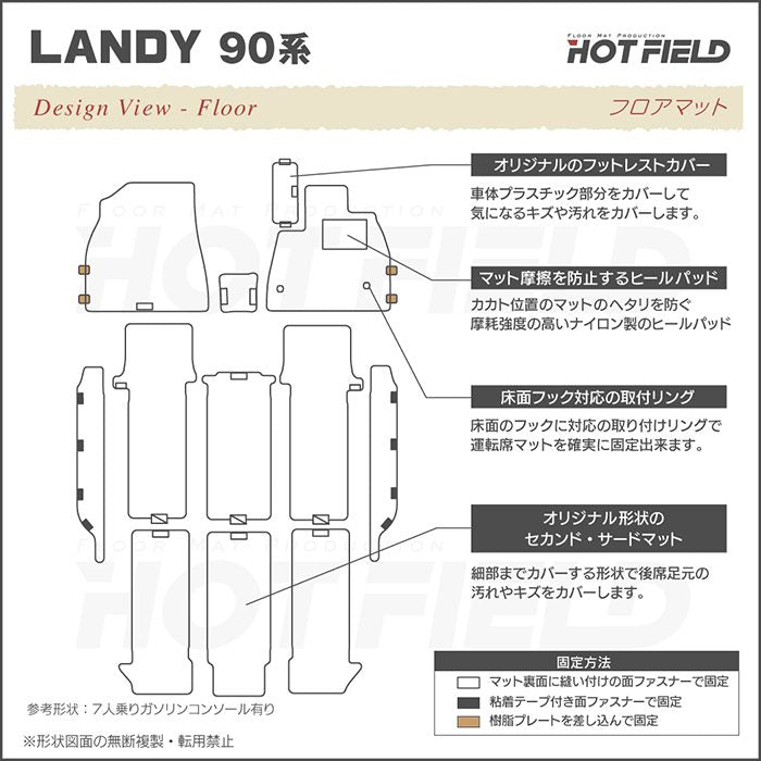 スズキ 新型 ランディ 90系 フロアマット＋ステップマット＋トランクマット ラゲッジマット ◆ウッド調カーペット 木目 HOTFIELD