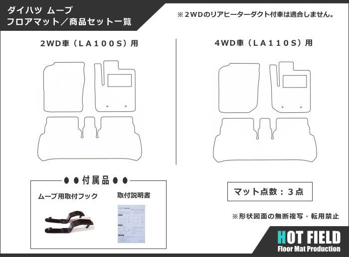 ダイハツ ムーヴ ムーヴカスタム LA100S フロアマット ◆ジェネラル HOTFIELD