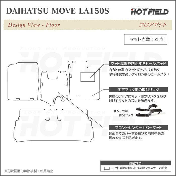 ダイハツ ムーヴ/ムーブカスタム LA150S フロアマット ◆千鳥格子柄 HOTFIELD