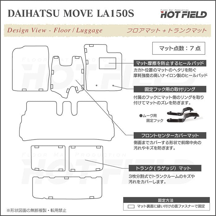 ダイハツ ムーヴ/ムーブカスタム LA150S フロアマット+トランクマット ラゲッジマット ◆カジュアルチェック HOTFIELD