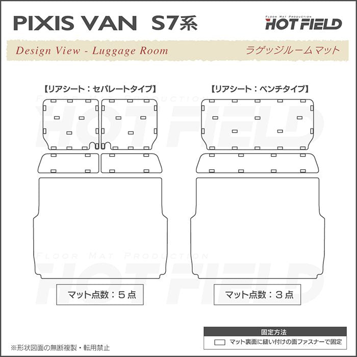 トヨタ 新型対応 ピクシスバン S7系 ラゲッジルームマット 送料無料 HOTFIELD