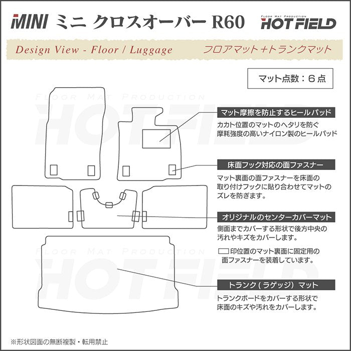 MINI ミニ クロスオーバー R60 フロアマット+トランクマット ラゲッジマット ◆千鳥格子柄 HOTFIELD