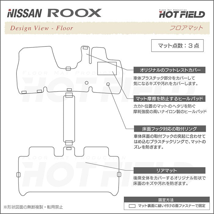 日産 新型 ルークス 40系 フロアマット ◆カーボンファイバー調 リアルラバー HOTFIELD