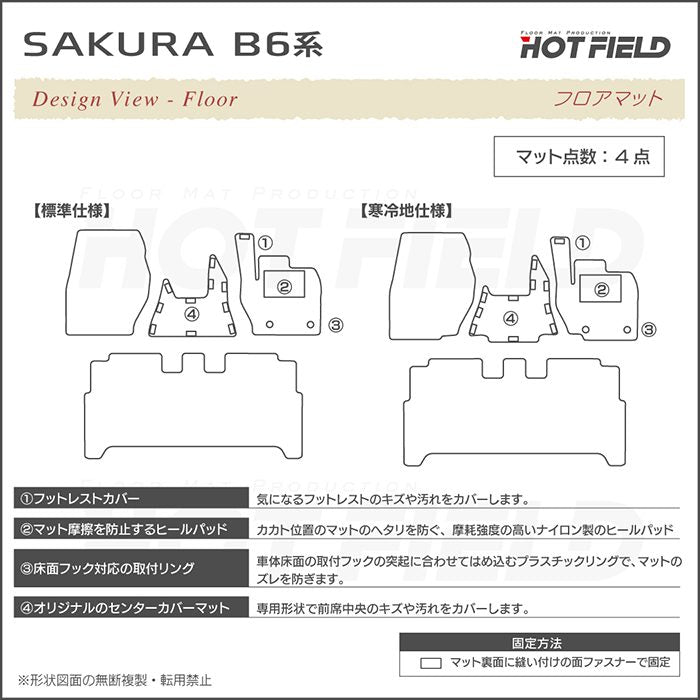 日産 サクラ SAKURA B6系 フロアマット ◆千鳥格子柄 HOTFIELD