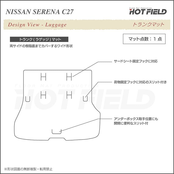 日産 セレナ C27 e-POWER フロアマット+トランクマット ラゲッジマット ◆シャギーラグ調◆ HOTFIELD