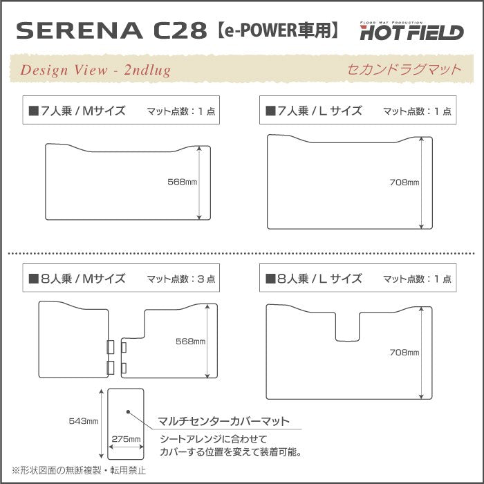 日産 新型 セレナ C28系 e-POWER セカンドラグマット ◆カジュアルチェック HOTFIELD