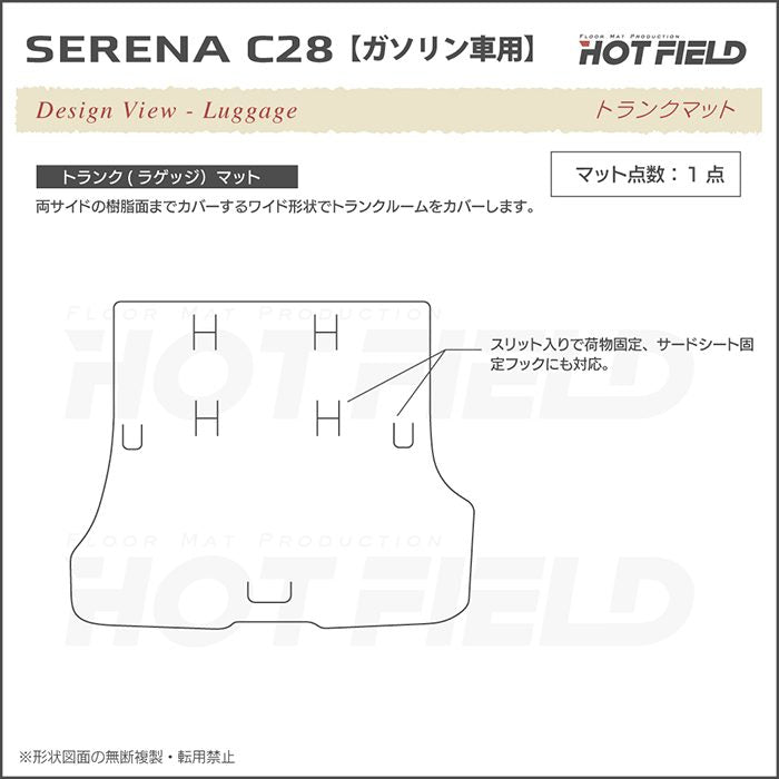 日産 新型 セレナ C28系 (ガソリン車) フロアマット＋トランクマット ラゲッジマット ◆シャギーラグ調 HOTFIELD