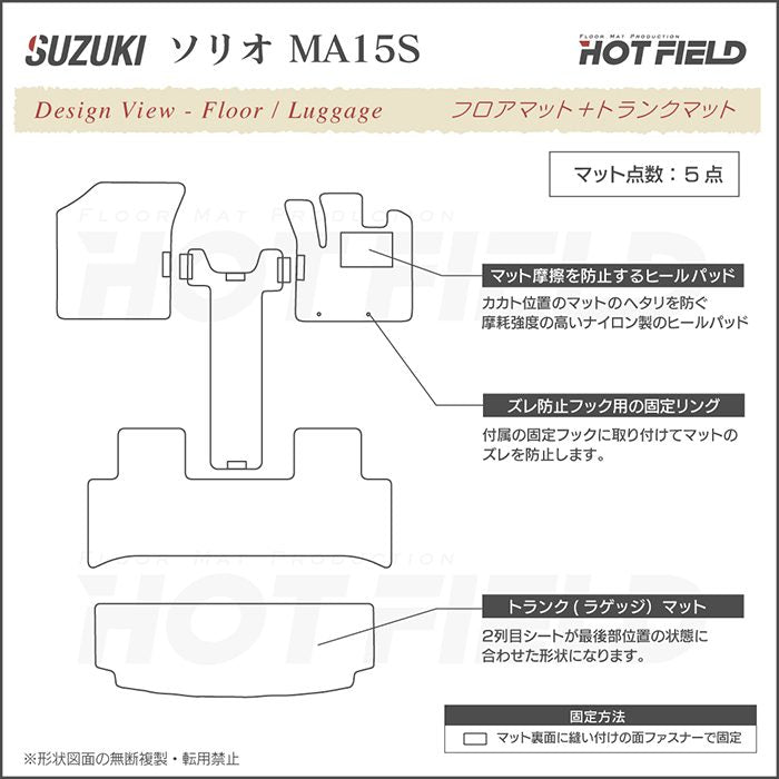 スズキ ソリオ MA15S フロアマット+トランクマット ラゲッジマット ◆カジュアルチェック HOTFIELD