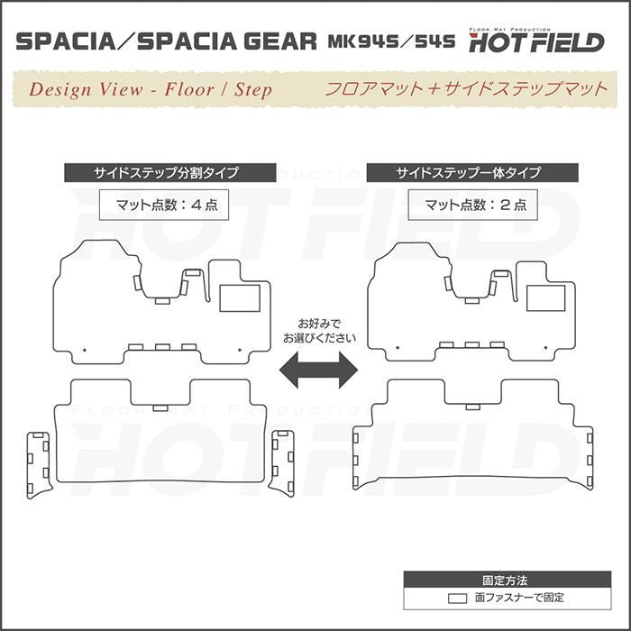 スズキ 新型 スペーシア スペーシアギア MK94S MK54S フロアマット＋ステップマット ◆千鳥格子柄 HOTFIELD