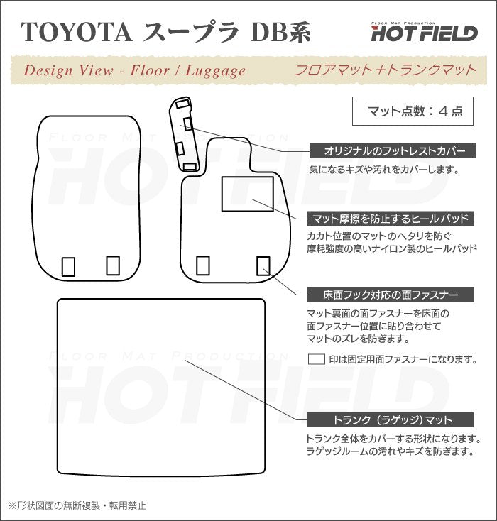 トヨタ 新型 スープラ DB系 フロアマット+トランクマット ラゲッジマット ◆千鳥格子柄 HOTFIELD