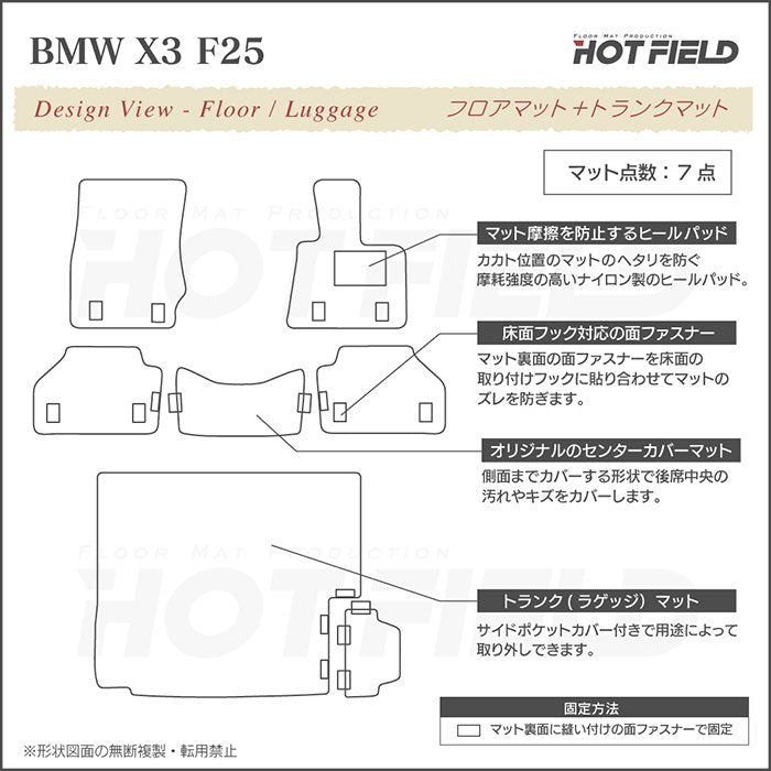 BMW X3 (F25) フロアマット+トランクマット ラゲッジマット ◆千鳥格子柄 HOTFIELD