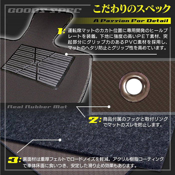 ダイハツ ハイゼットトラック S5系 2021年12月～対応 フロアマット ◆カーボンファイバー調 リアルラバー HOTFIELD