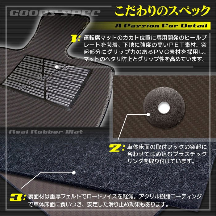 日産 スカイライン V37 フロアマット ◆カーボンファイバー調 リアルラバー HOTFIELD